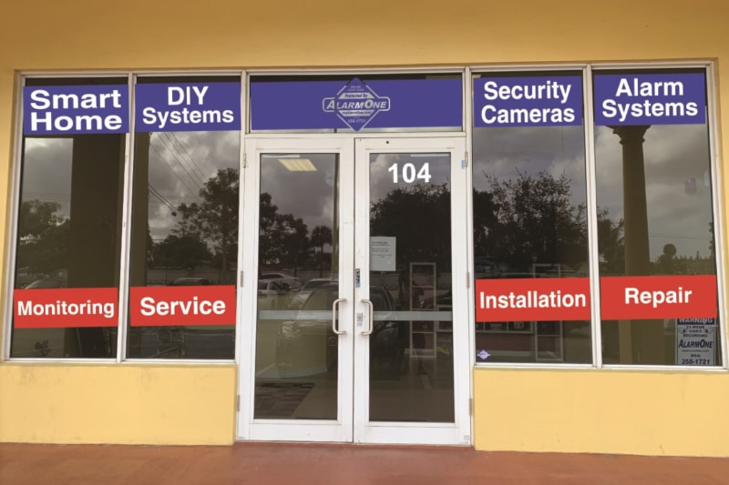 front of AlarmOne store in Fort Lauderdale